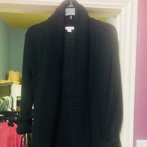 100% Acrylic Black Woven Cardigan